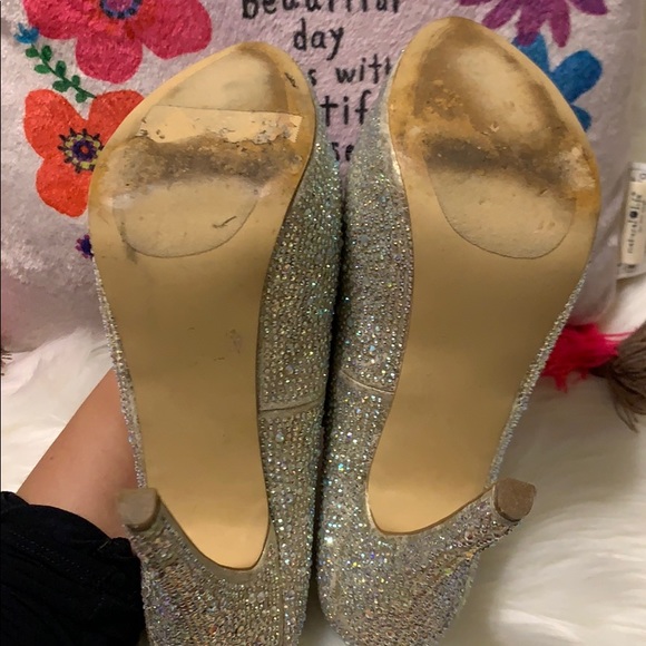 Steve Madden Deevaa Champagne Rhinestones Heels - Picture 9 of 13